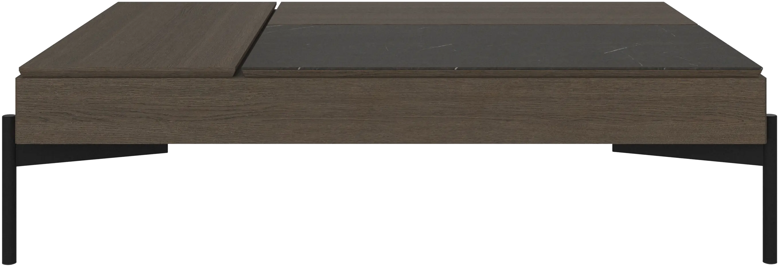 Chiva functional coffee table with storage - DARK MARBLE CERAMIC/DARK OAK